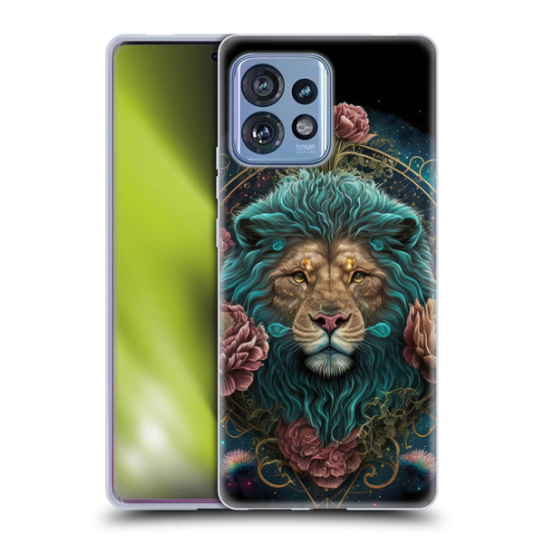 Spacescapes Floral Lions Aqua Mane Soft Gel Case for Motorola Moto Edge 40 Pro