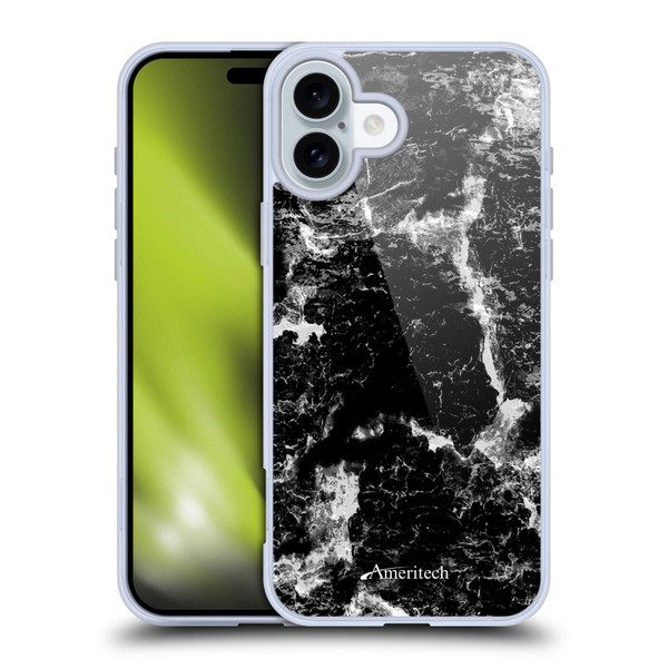 Ameritech Graphics Black Marble Soft Gel Case for Apple iPhone 16 Plus