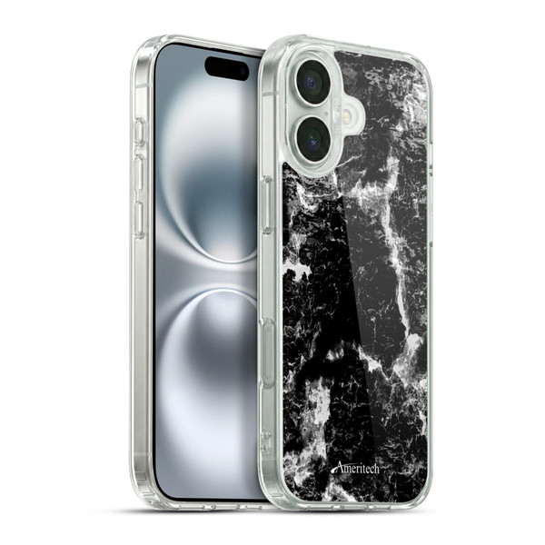 Ameritech Graphics Black Marble Soft Gel Case for Apple iPhone 16 Plus & MagSafe