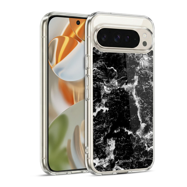 Ameritech Graphics Black Marble Soft Gel Case for Google Pixel 9 / Pixel 9 Pro