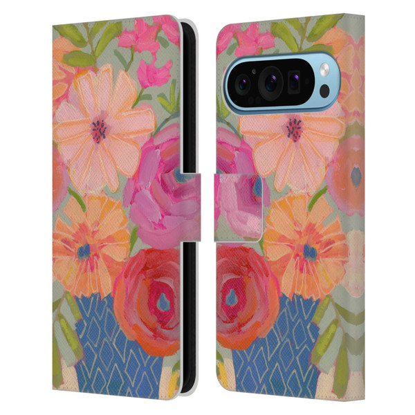 Suzanne Allard Floral Graphics Blue Diamond Leather Book Wallet Case Cover For Google Pixel 9 / Pixel 9 Pro