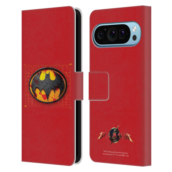 The Flash 2023 Graphics Batman Logo Leather Book Wallet Case Cover For Google Pixel 9 / Pixel 9 Pro