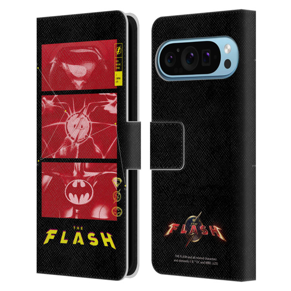 The Flash 2023 Graphics Suit Logos Leather Book Wallet Case Cover For Google Pixel 9 / Pixel 9 Pro