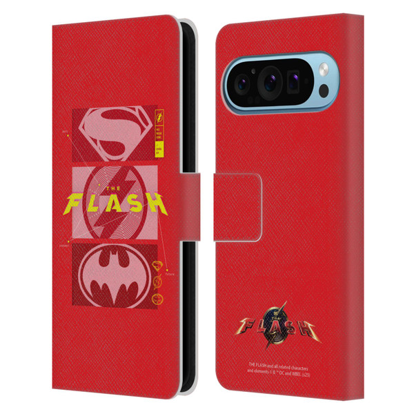 The Flash 2023 Graphics Superhero Logos Leather Book Wallet Case Cover For Google Pixel 9 / Pixel 9 Pro