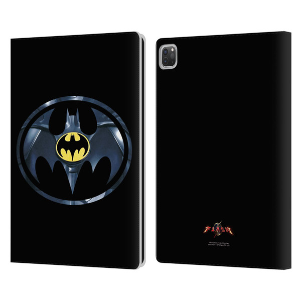 The Flash 2023 Graphics Black Batman Logo Leather Book Wallet Case Cover For Apple iPad Pro 13 M4 2024