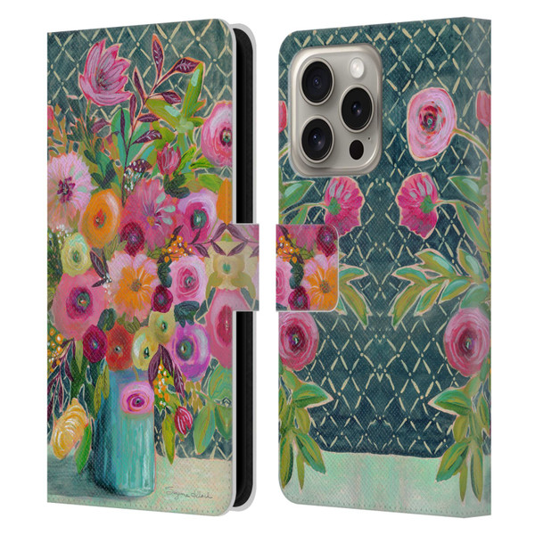Suzanne Allard Floral Graphics Hope Springs Leather Book Wallet Case Cover For Apple iPhone 16 Pro