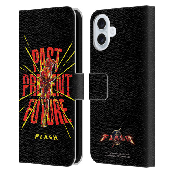 The Flash 2023 Graphics Speed Force Leather Book Wallet Case Cover For Apple iPhone 16 Plus