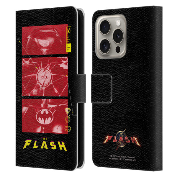 The Flash 2023 Graphics Suit Logos Leather Book Wallet Case Cover For Apple iPhone 16 Pro