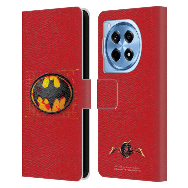The Flash 2023 Graphics Batman Logo Leather Book Wallet Case Cover For OnePlus 12R