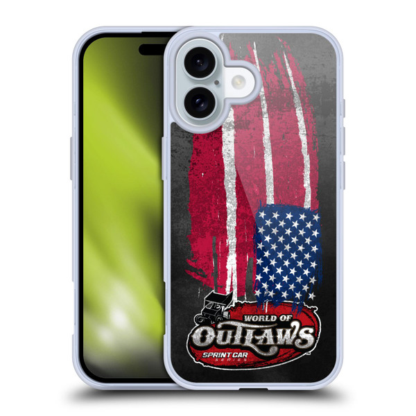 World of Outlaws Western Graphics US Flag Distressed Soft Gel Case for Apple iPhone 16