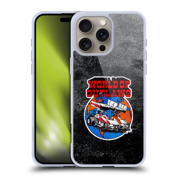 World of Outlaws Western Graphics Distressed Sprint Car Logo Soft Gel Case for Apple iPhone 16 Pro Max