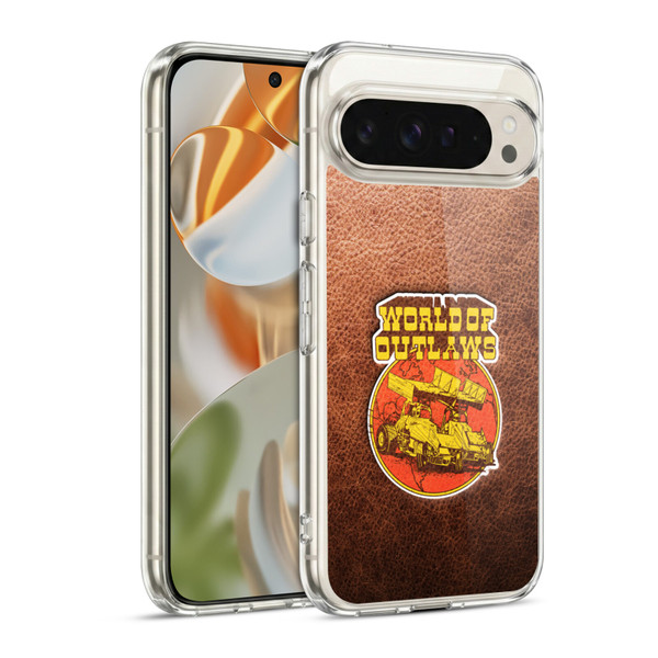World of Outlaws Western Graphics Sprint Car Leather Print Soft Gel Case for Google Pixel 9 / Pixel 9 Pro