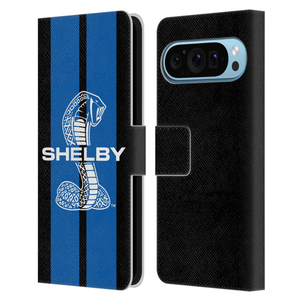 Shelby Car Graphics Blue Leather Book Wallet Case Cover For Google Pixel 9 / Pixel 9 Pro