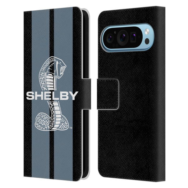 Shelby Car Graphics Gray Leather Book Wallet Case Cover For Google Pixel 9 / Pixel 9 Pro