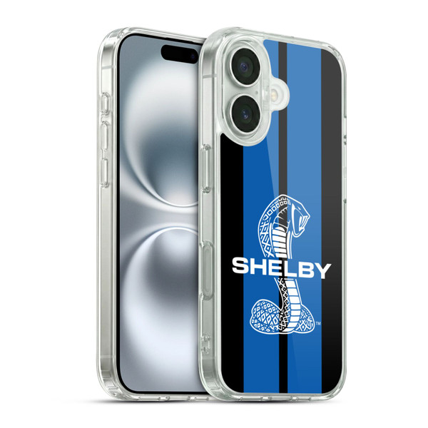 Shelby Car Graphics Blue Soft Gel Case for Apple iPhone 16 & MagSafe