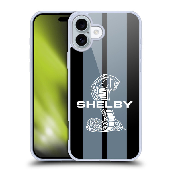 Shelby Car Graphics Gray Soft Gel Case for Apple iPhone 16 Plus