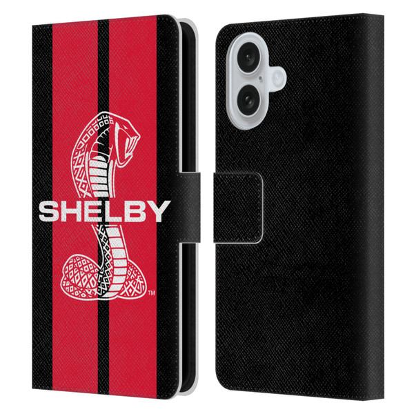 Shelby Car Graphics Red Leather Book Wallet Case Cover For Apple iPhone 16
