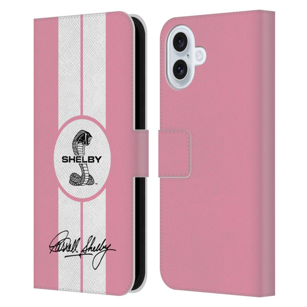 Shelby Car Graphics 1965 427 S/C Pink Leather Book Wallet Case Cover For Apple iPhone 16 Plus