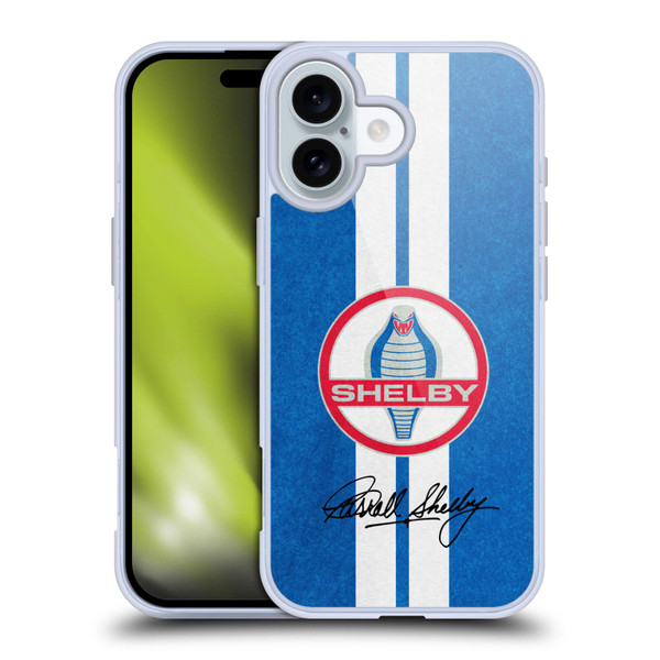 Shelby Logos Distressed Blue Soft Gel Case for Apple iPhone 16