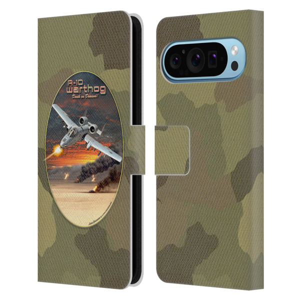 Larry Grossman Retro Collection A-10 Warthog Leather Book Wallet Case Cover For Google Pixel 9 / Pixel 9 Pro