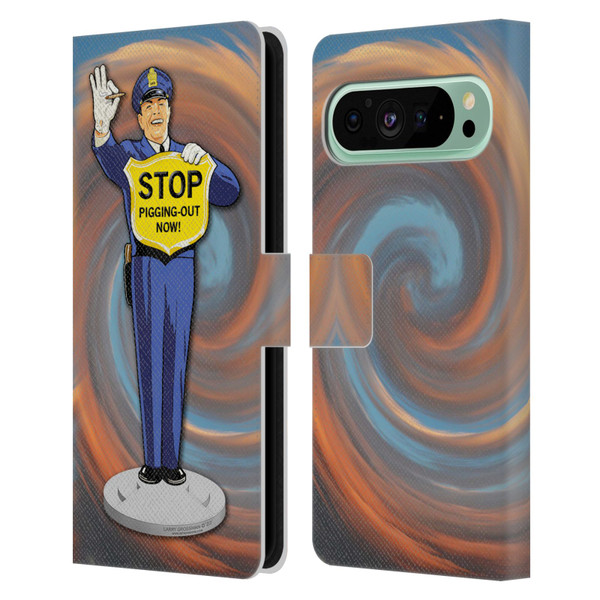 Larry Grossman Retro Collection Stop Pigging Out Leather Book Wallet Case Cover For Google Pixel 9 Pro XL