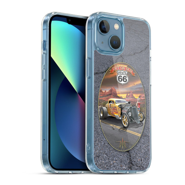Larry Grossman Retro Collection Route 66 Hot Rod Coupe Soft Gel Case for Apple iPhone 13 Mini & MagSafe