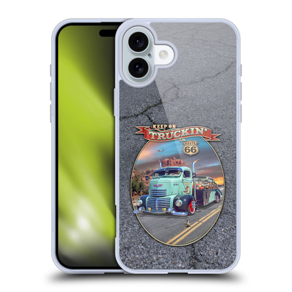 Larry Grossman Retro Collection Keep on Truckin' Rt. 66 Soft Gel Case for Apple iPhone 16 Plus