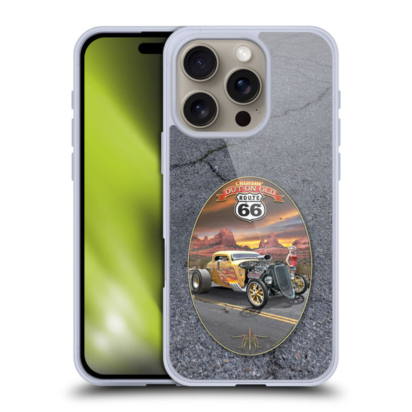 Larry Grossman Retro Collection Route 66 Hot Rod Coupe Soft Gel Case for Apple iPhone 16 Pro