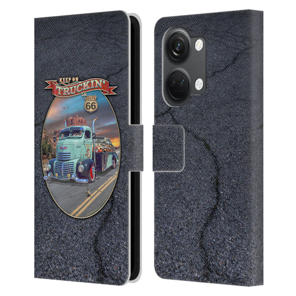 Larry Grossman Retro Collection Keep on Truckin' Rt. 66 Leather Book Wallet Case Cover For OnePlus Nord 3 5G