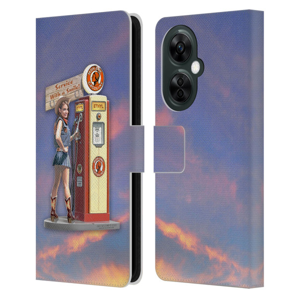 Larry Grossman Retro Collection Gasoline Girl Leather Book Wallet Case Cover For OnePlus Nord CE 3 Lite 5G