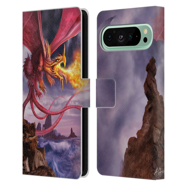 Anthony Christou Art Fire Dragon Leather Book Wallet Case Cover For Google Pixel 9 Pro XL