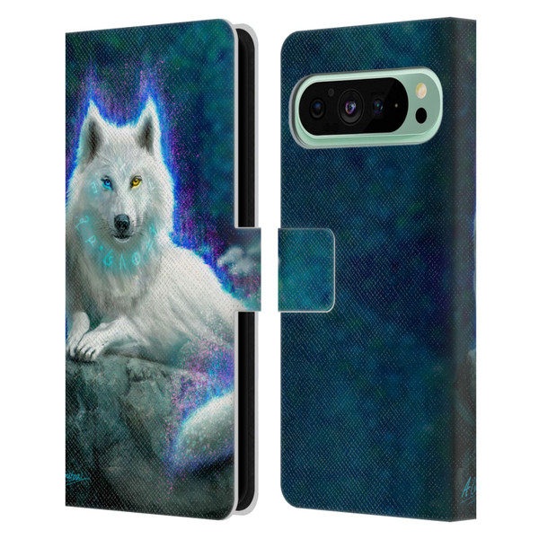 Anthony Christou Fantasy Art White Wolf Leather Book Wallet Case Cover For Google Pixel 9 Pro XL