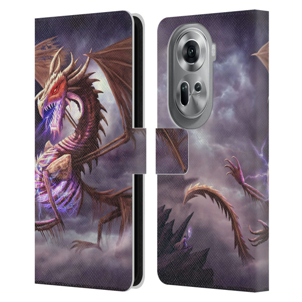 Anthony Christou Fantasy Art Bone Dragon Leather Book Wallet Case Cover For OPPO Reno11 Pro