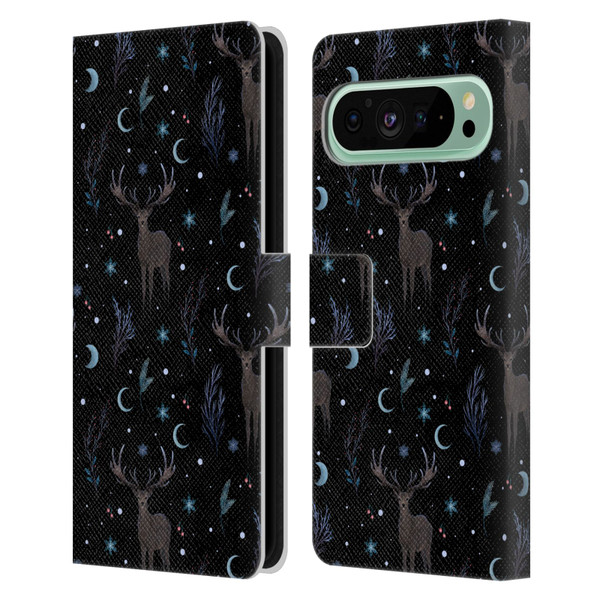 Episodic Drawing Art Winter Deer Pattern Leather Book Wallet Case Cover For Google Pixel 9 Pro XL