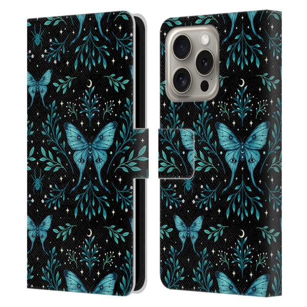 Episodic Drawing Art Butterfly Pattern Leather Book Wallet Case Cover For Apple iPhone 16 Pro