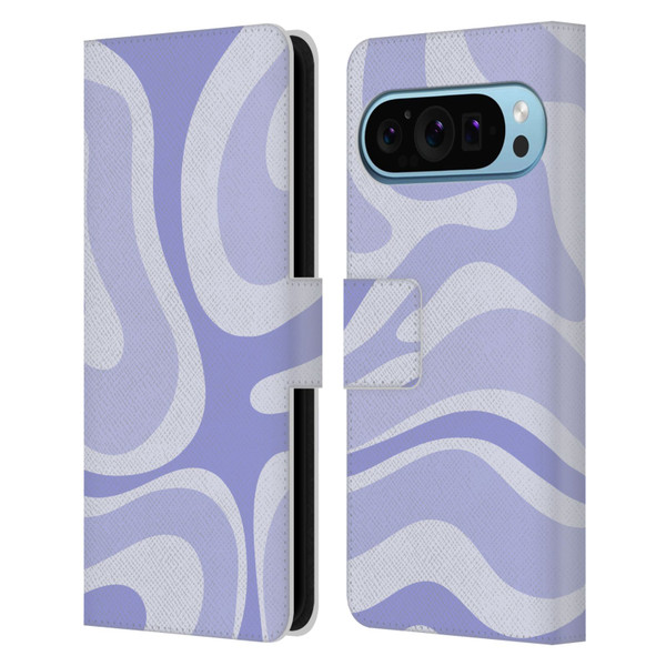 Kierkegaard Design Studio Art Modern Liquid Swirl Purple Leather Book Wallet Case Cover For Google Pixel 9 / Pixel 9 Pro