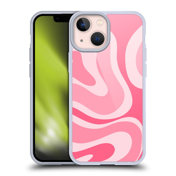 Kierkegaard Design Studio Art Modern Liquid Swirl Candy Pink Soft Gel Case for Apple iPhone 13 Mini