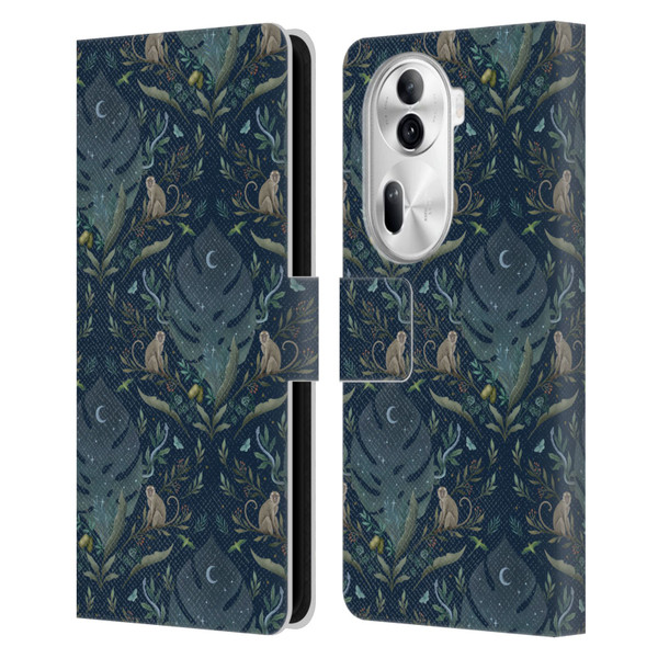 Episodic Drawing Art Monkey Tropical Light Pattern Leather Book Wallet Case Cover For OPPO Reno11