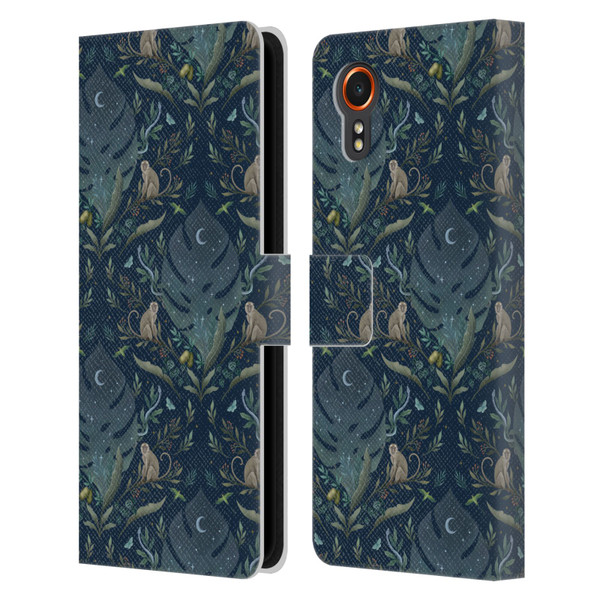 Episodic Drawing Art Monkey Tropical Light Pattern Leather Book Wallet Case Cover For Samsung Galaxy Xcover7 5G