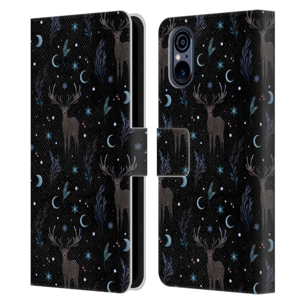 Episodic Drawing Art Winter Deer Pattern Leather Book Wallet Case Cover For Sony Xperia 5 V 5G