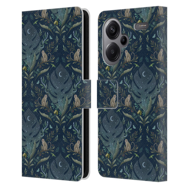 Episodic Drawing Art Monkey Tropical Light Pattern Leather Book Wallet Case Cover For Xiaomi Redmi Note 13 Pro Plus 5G