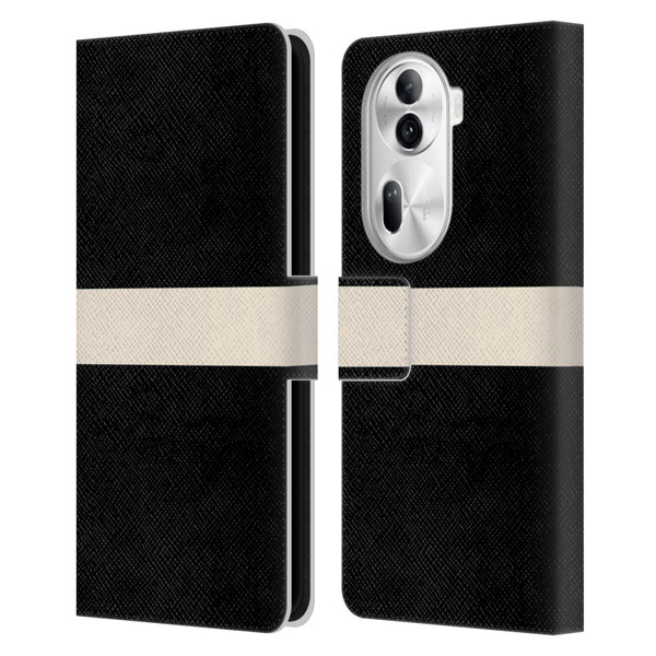 Kierkegaard Design Studio Art Stripe Minimalist Black Cream Leather Book Wallet Case Cover For OPPO Reno11