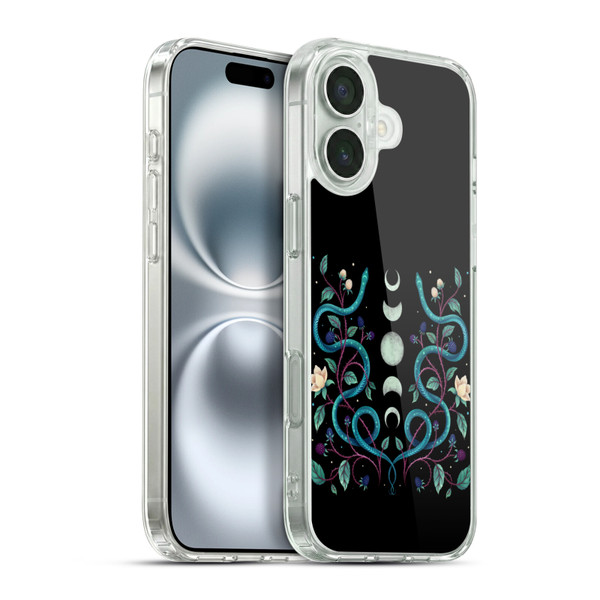 Episodic Drawing Illustration Animals Serpent Moon Soft Gel Case for Apple iPhone 16 Plus & MagSafe