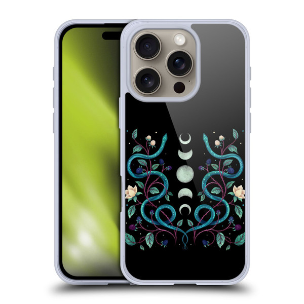 Episodic Drawing Illustration Animals Serpent Moon Soft Gel Case for Apple iPhone 16 Pro