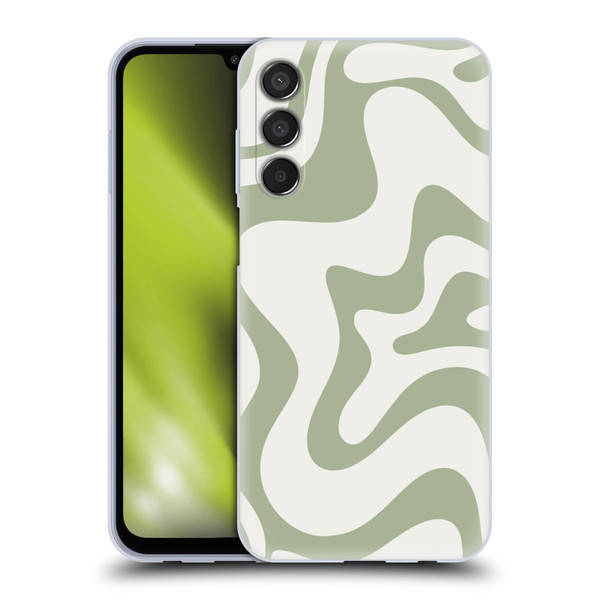 Kierkegaard Design Studio Art Retro Liquid Swirl Sage Green Soft Gel Case for Samsung Galaxy M15/F15 5G