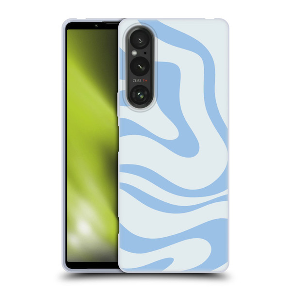 Kierkegaard Design Studio Art Blue Abstract Swirl Pattern Soft Gel Case for Sony Xperia 1 V 5G