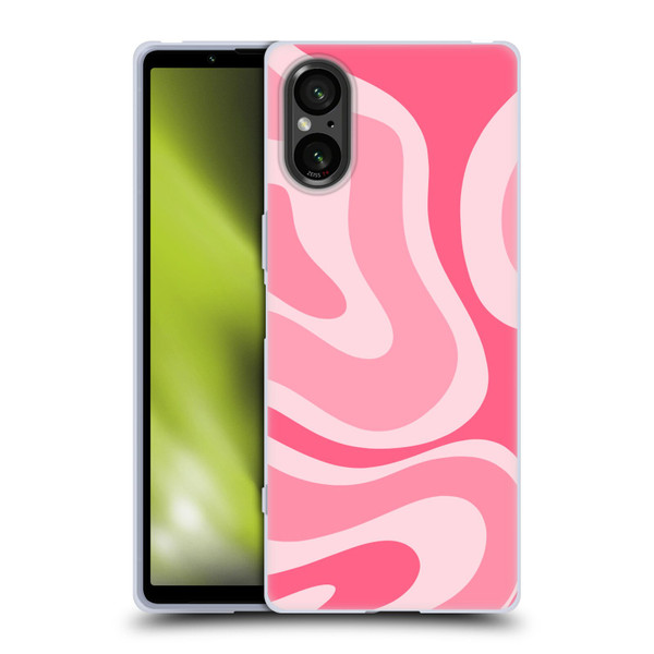 Kierkegaard Design Studio Art Modern Liquid Swirl Candy Pink Soft Gel Case for Sony Xperia 5 V 5G