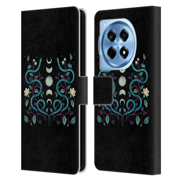 Episodic Drawing Illustration Animals Serpent Moon Leather Book Wallet Case Cover For OnePlus 12R