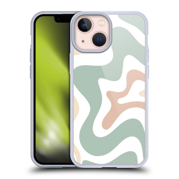 Kierkegaard Design Studio Retro Abstract Patterns Celadon Sage Swirl Soft Gel Case for Apple iPhone 13 Mini