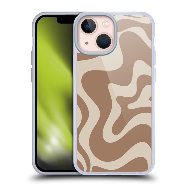 Kierkegaard Design Studio Retro Abstract Patterns Milk Brown Beige Swirl Soft Gel Case for Apple iPhone 13 Mini